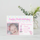 Spott Zoo Party laden rosa Rahmen2 Einladung (Stehend Vorderseite)