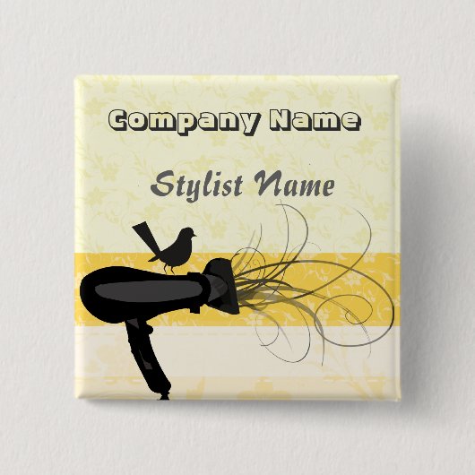 Spottdrossel-Haar-Stylist-Namen-Umbau Button (Vorderseite)