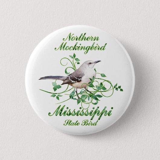 Spottdrossel-Mississippi-Staats-Vogel Button (Vorderseite)