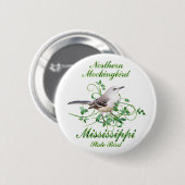 Spottdrossel-Mississippi-Staats-Vogel Button (Vorne & Hinten)