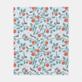 Spottdrossel Orangenblüten Vogel Blume Hellblau Fleecedecke (Vorderseite)