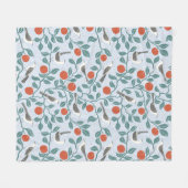 Spottdrossel Orangenblüten Vogel Blume Hellblau Fleecedecke (Vorderseite (Horizontal))