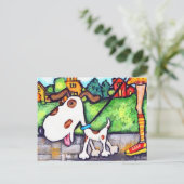 Spotte den Hund auf dem Weg Postkarte (Stehend Vorderseite)