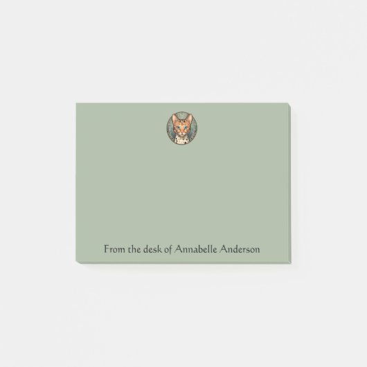 Spotted Art Nouveau Cat Personalize Notes Post-it Klebezettel (Vorderseite)