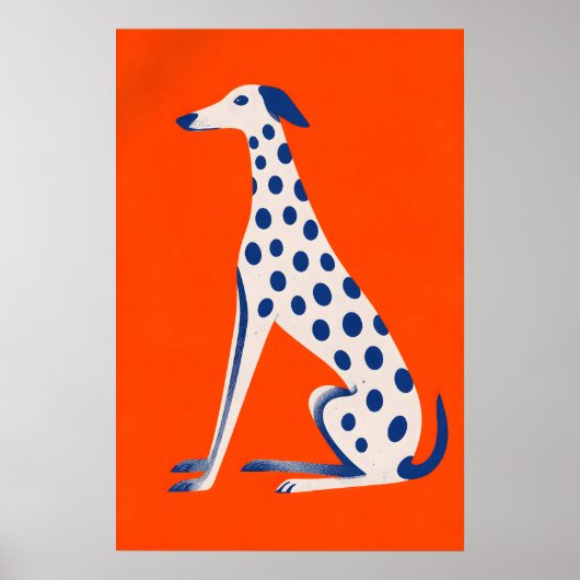 Spotted Dog Poster, Orange Hintergrund, Whimsical Poster (Vorne)