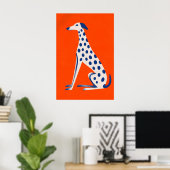 Spotted Dog Poster, Orange Hintergrund, Whimsical Poster (Heimbüro)