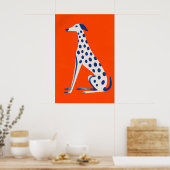Spotted Dog Poster, Orange Hintergrund, Whimsical Poster (Küche)