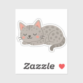 Spotted Gray Leopard Cat – Playful Cartoon Aufkleber