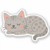 Spotted Gray Leopard Cat – Playful Cartoon Aufkleber (Vorderseite)