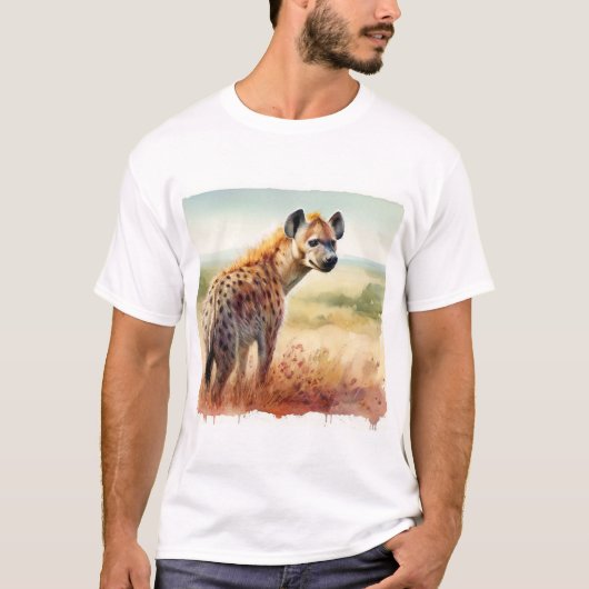 Spotted Hyena in the Savannah - Watercolor T-Shirt (Vorderseite)