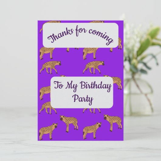 Spotted Hyenas Thank you Card Einladung (Stehend Vorderseite)