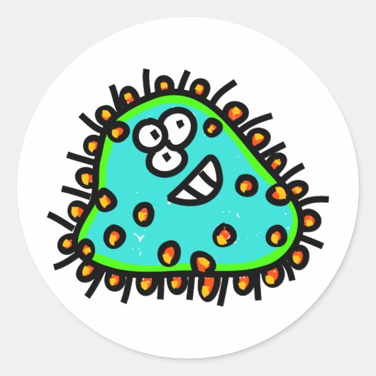 Spotty Cartoon Germ Runder Aufkleber (Vorderseite)