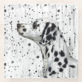Spotty Dalmatiner-Schwarzweiss-Hund Glasuntersetzer (Vorderseite)
