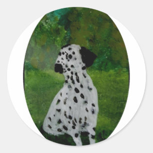 Spotty Dog Art Dalmatiner Runder Aufkleber
