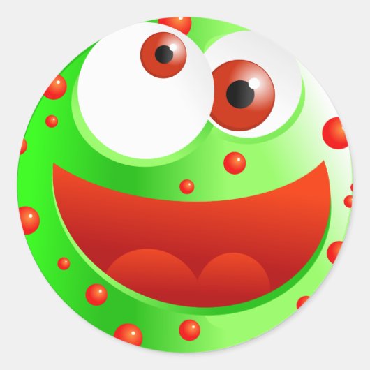 Spotty Green Smilie Runder Aufkleber (Vorderseite)