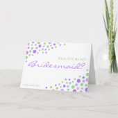 Spotty Modern Lila Green Sei meine Bridesmaid-Einl Einladung (Vorderseite)