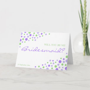 Spotty Modern Lila Green Sei meine Bridesmaid-Einl Einladung