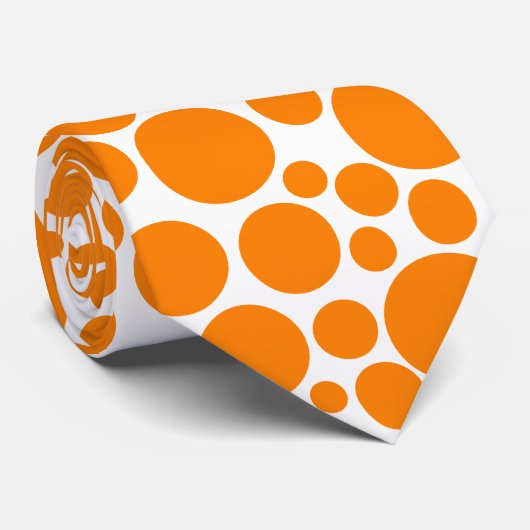 Spotty - Orange auf Weiß Krawatte (Gerollt)