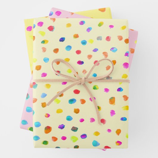 Spotty-Polka dotiert niedliche Aquarellfarben-Flec Geschenkpapier Set (Beispiel)