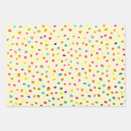 Spotty-Polka dotiert niedliche Aquarellfarben-Flec Geschenkpapier Set (Vorderseite)