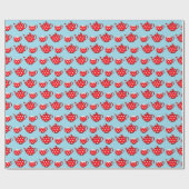 Spotty Red Teapot and Cups Blue Pattern Geschenkpapier (Flach)