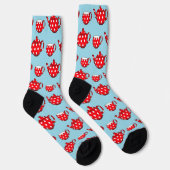 Spotty Red Teapot and Cups Blue Pattern Socken (Rechts)