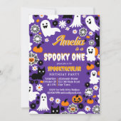 Sppoky ein Halloween Geburtstag Groovy Retro-Désie Einladung (Vorderseite)