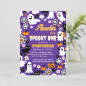 Sppoky ein Halloween Geburtstag Groovy Retro-Désie Einladung (Stehend Vorderseite)