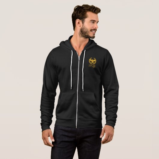 SPQR Roman Eagle Emblem – Golden Aquila & Laurel Hoodie (Vorne ganz)