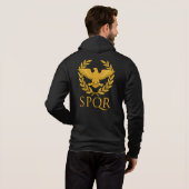 SPQR Roman Eagle Emblem – Golden Aquila & Laurel Hoodie (Schwarz voll)