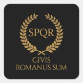SPQR Roman Emblem – Civis Romanus Sum Laurel Crest Quadratischer Aufkleber (Vorderseite)