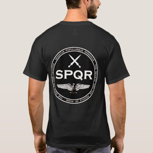 SPQR römische Legions-schwarzes u. weißes T-Shirt (Rückseite)