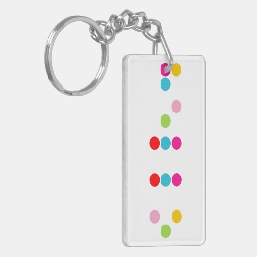 Sprachalphabet-Buchstabehallo Text Blindenschrift Schlüsselanhänger (Vorderseite links)