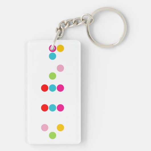 Sprachalphabet-Buchstabehallo Text Blindenschrift Schlüsselanhänger (Rückseite)