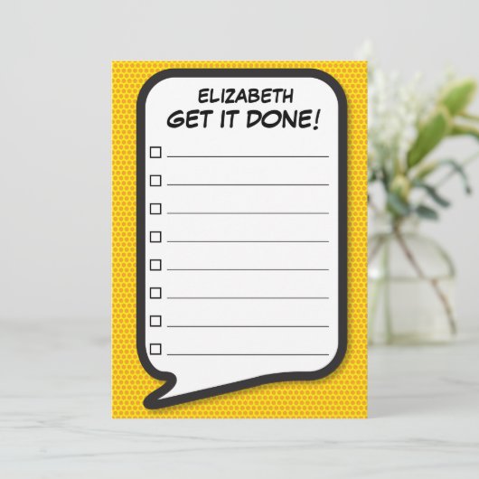 SPRACHBubble Fun Retro: IT DONE List Einladung (Stehend Vorderseite)