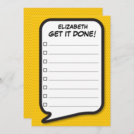 SPRACHBubble Fun Retro: IT DONE List Einladung (Vorne/Hinten)