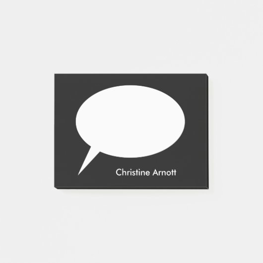 Sprache-Ballon mit Name-Text Post-it Klebezettel (Vorderseite)