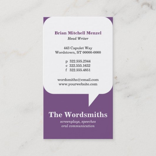 Sprache-Blasen-Visitenkarte Visitenkarte (Vorderseite)