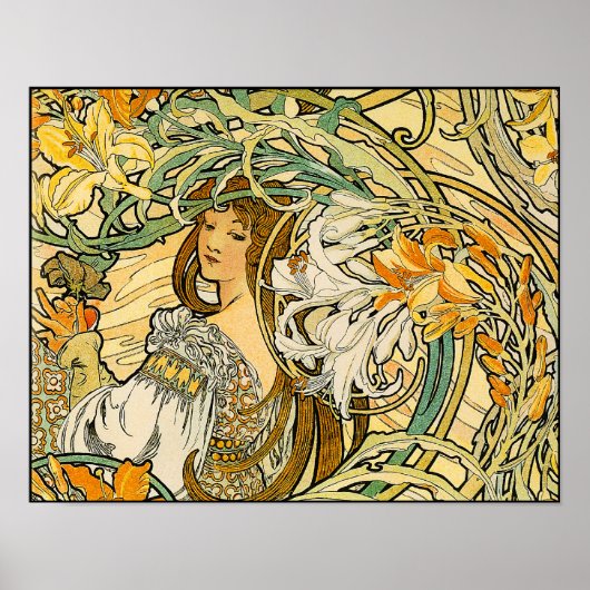 Sprache der Blume von Alphonse Mucha Poster (Vorne)