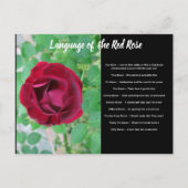 Sprache der Postkarte der Rose (Vorderseite)