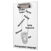 Sprache des Fotografen Klemmbrett (Links)