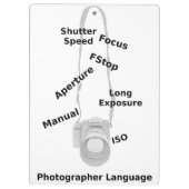 Sprache des Fotografen Klemmbrett (Rückseite)