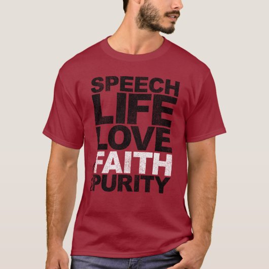 Sprache-Leben-Liebe-Glauben-Reinheit T-Shirt (Vorderseite)