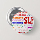 Sprache-Sprachpathologe-bunter Spaß-Schriftart Button (Vorne & Hinten)
