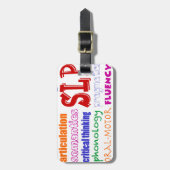 Sprache-Sprachpathologe-bunter Spaß-Schriftart Gepäckanhänger (Vorderseite vertikal)