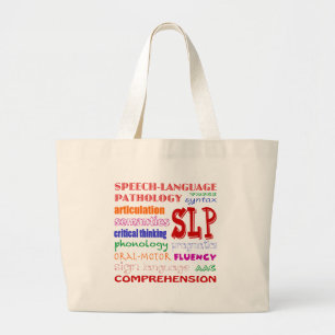 Sprache-Sprachpathologe-bunter Spaß-Schriftart Jumbo Stoffbeutel