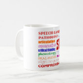 Sprache-Sprachpathologe-bunter Spaß-Schriftart Kaffeetasse (Vorderseite Links)