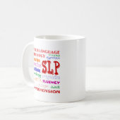 Sprache-Sprachpathologe-bunter Spaß-Schriftart Kaffeetasse (Vorderseite Links)