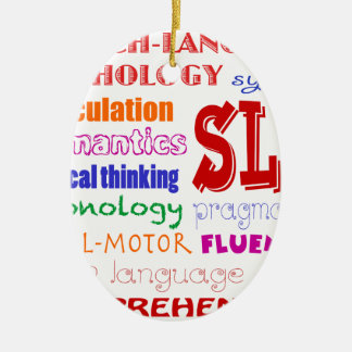 Sprache-Sprachpathologe-bunter Spaß-Schriftart Keramikornament