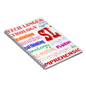 Sprache-Sprachpathologe-bunter Spaß-Schriftart Notizblock (Rechte Seite)